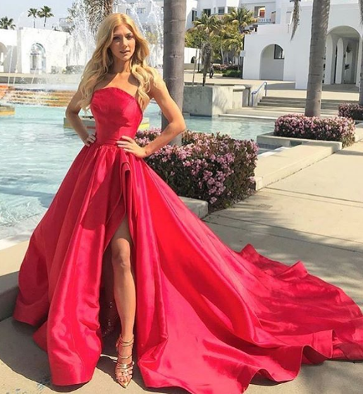 High Low Strapless Red Long Prom Gown, Strapless Red Long Prom Formal morievent High Low Strapless Red Long Prom Gown, Strapless Red Long Prom Formal morievent