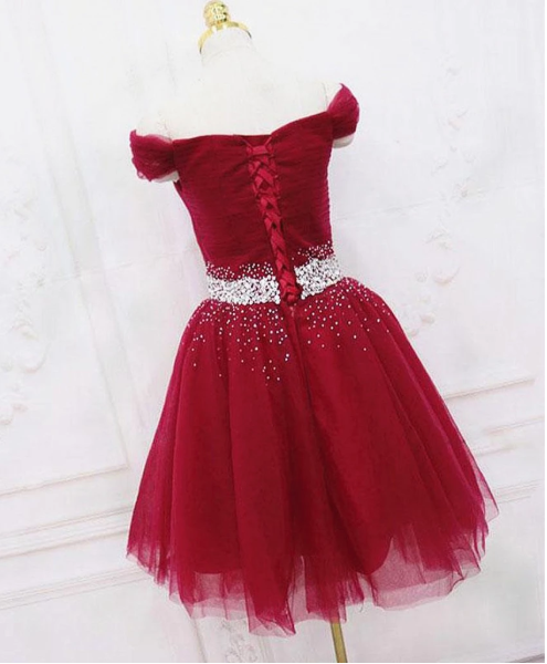 Off Shoulder Burgundy Short Prom Dresses, Burgundy Off the Shoulder Sh morievent Off Shoulder Burgundy Short Prom Dresses, Burgundy Off the Shoulder Sh morievent