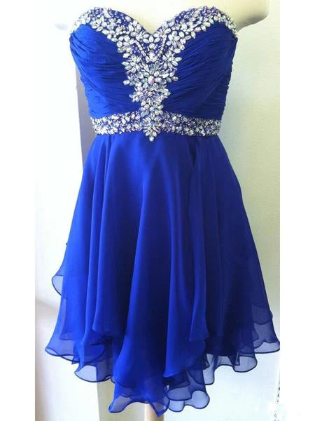 sachin and babi light blue dress Royal Blue Homecoming Gown with Lace ,Princess Hoco Dress fg3676 –  formalgowns main image 0