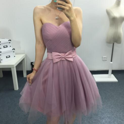 short purple prom dresses Custom Made Sweetheart Neck Short Purple Prom Dress, Short Purple Grad – morievent