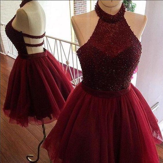 Custom Made Short Maroon Backless Prom Dresses, Short Maroon Graduatio morievent Custom Made Short Maroon Backless Prom Dresses, Short Maroon Graduatio morievent
