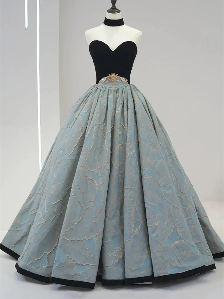 Elegant Strapless Black Velvet Prom Dress With Slit,Gala Dress – Flora Prom