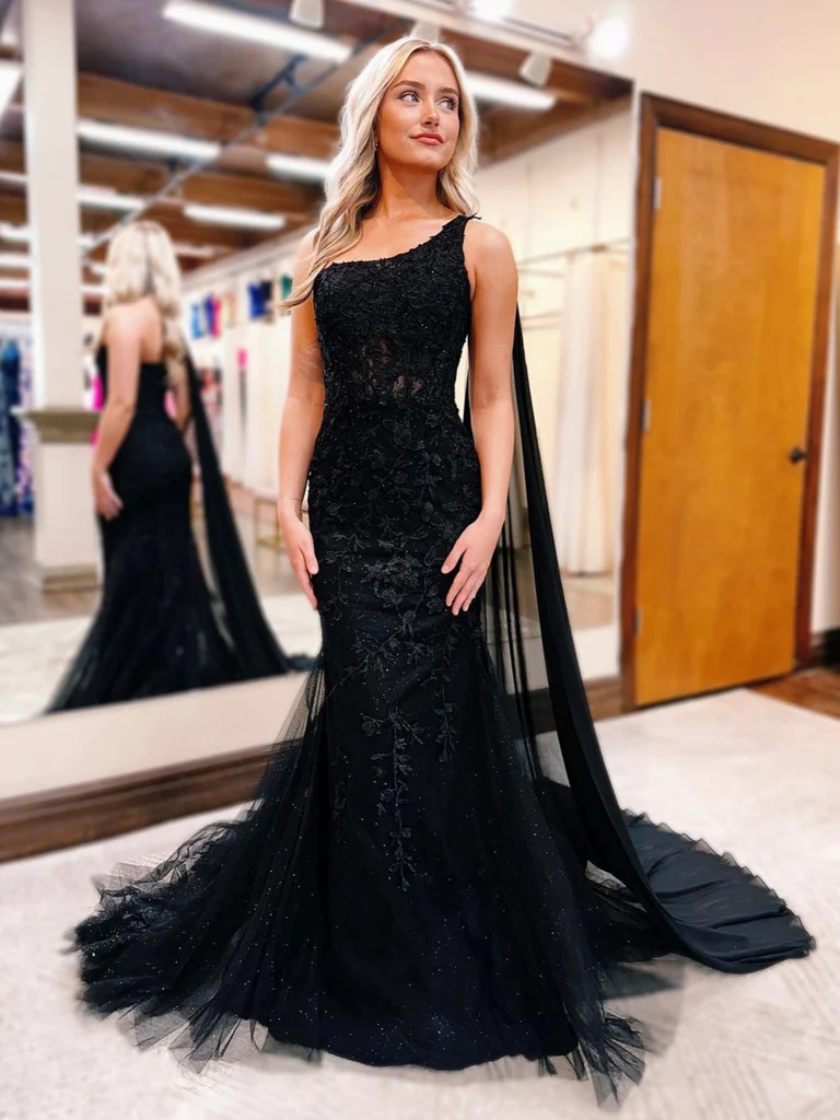 fitted lace wedding dress Black Mermaid Satin Prom Dresses with Slit Lace Applique Strap 24193 Custom fitted lace wedding dress Black Mermaid Satin Prom Dresses with Slit Lace Applique Strap 24193 Custom
