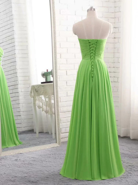 Strapless Green Sequins Chiffon Long Prom Dresses , Green Chiffon Long Formal Graduation Evening Dresses with Sequins