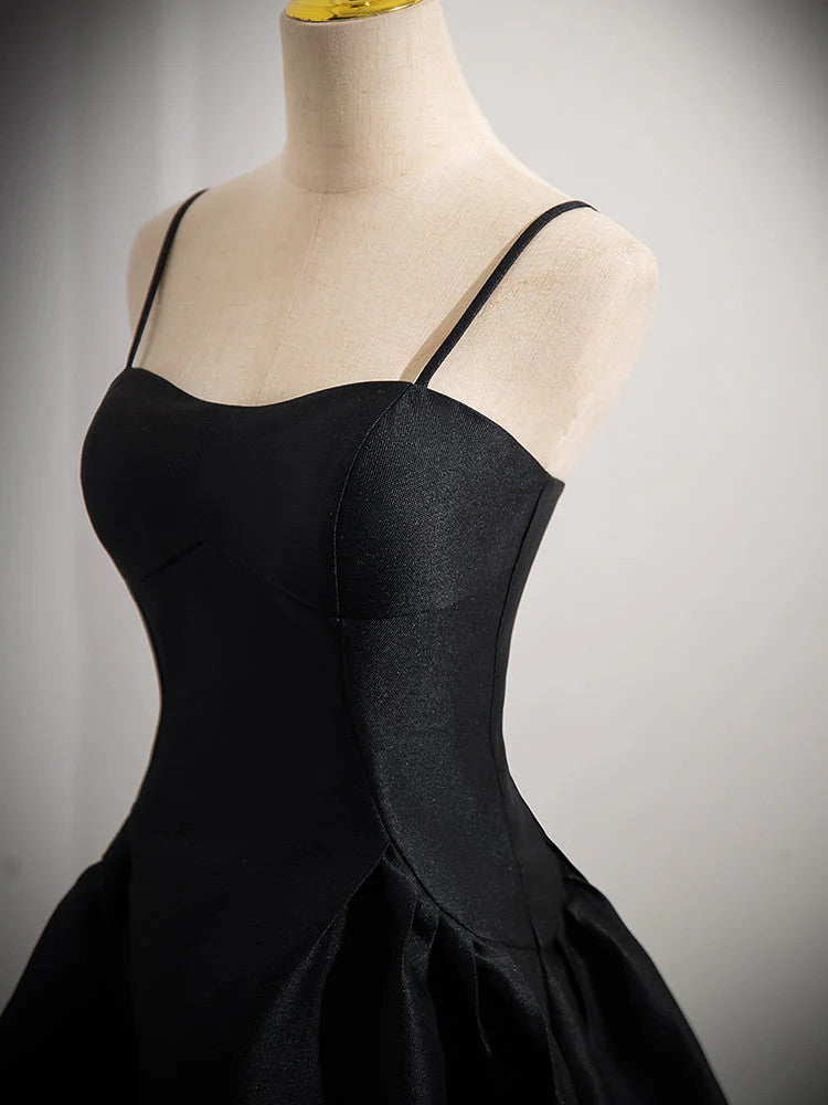 A Line Black Short Satin Prom Dresses, Black A Line Satin Short Formal morievent A Line Black Short Satin Prom Dresses, Black A Line Satin Short Formal morievent