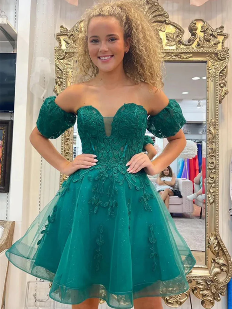 Off The Shoulder Sweetheart Neck Green Lace Prom Dresses, Off Shoulder morievent Off The Shoulder Sweetheart Neck Green Lace Prom Dresses, Off Shoulder morievent