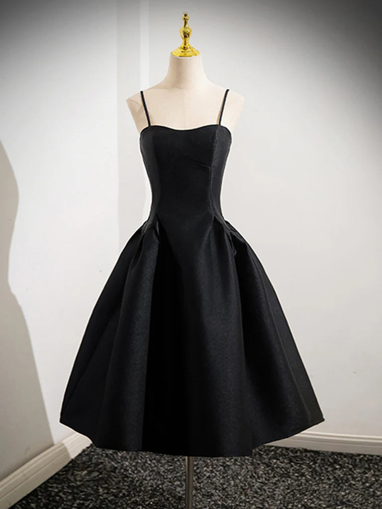 A Line Black Short Satin Prom Dresses, Black A Line Satin Short Formal morievent A Line Black Short Satin Prom Dresses, Black A Line Satin Short Formal morievent