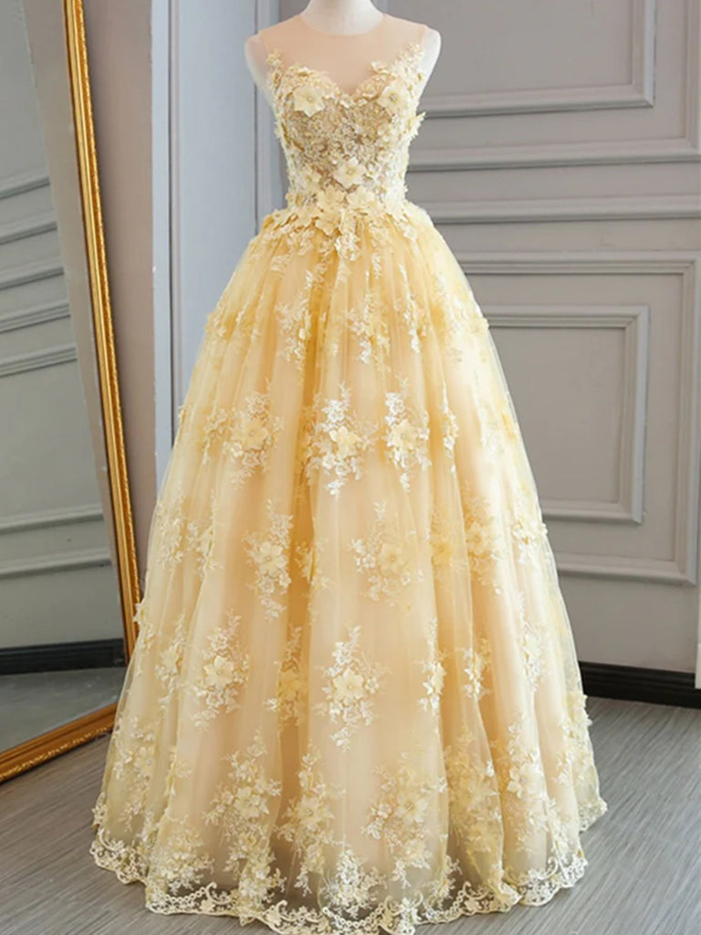 Gorgeous Yellow Lace Long Prom Dresses, Yellow Lace Formal Evening Dre morievent Gorgeous Yellow Lace Long Prom Dresses, Yellow Lace Formal Evening Dre morievent