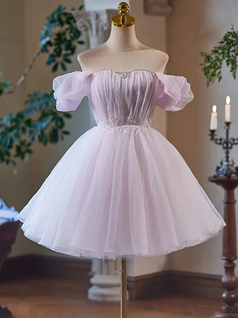 A Line Purple Tulle Short Prom Dresses, A Line Purple Tulle Short Form morievent A Line Purple Tulle Short Prom Dresses, A Line Purple Tulle Short Form morievent