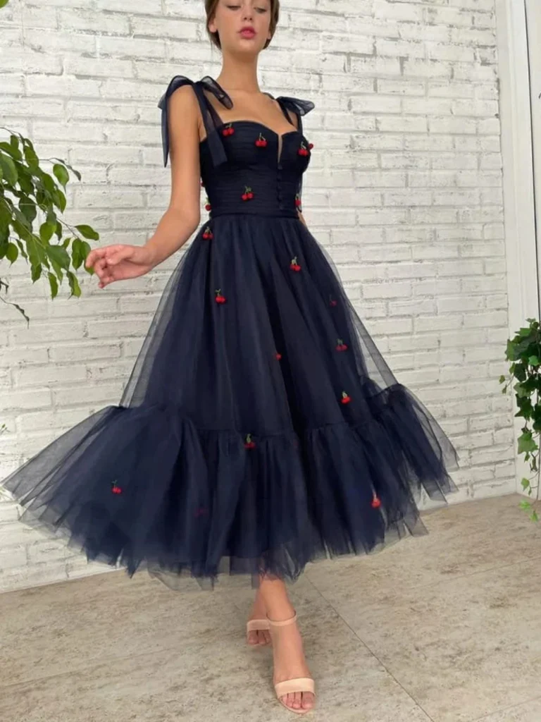 navy blue flower prom dress Purple Navy Sequin Prom Dress With Floral Aesthetic Design