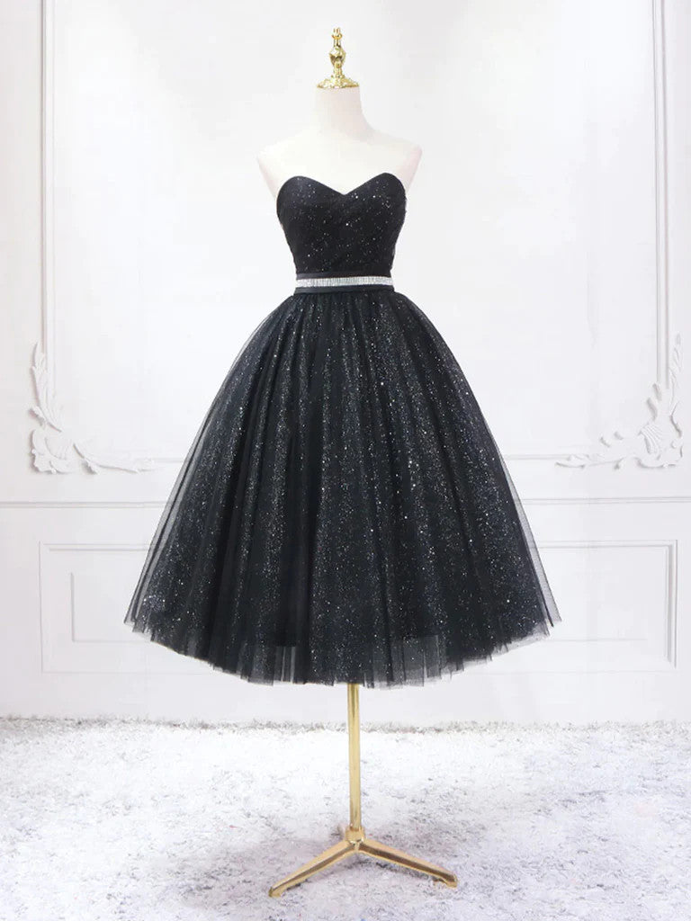 Sweetheart Neck Short Black Prom Dresses, Short Black Formal Graduatio morievent Sweetheart Neck Short Black Prom Dresses, Short Black Formal Graduatio morievent