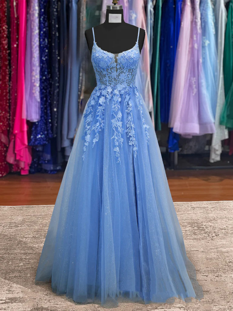 V Neck Open Back Blue Lace Prom Dresses Long, Blue Lace Formal Dresses morievent V Neck Open Back Blue Lace Prom Dresses Long, Blue Lace Formal Dresses morievent