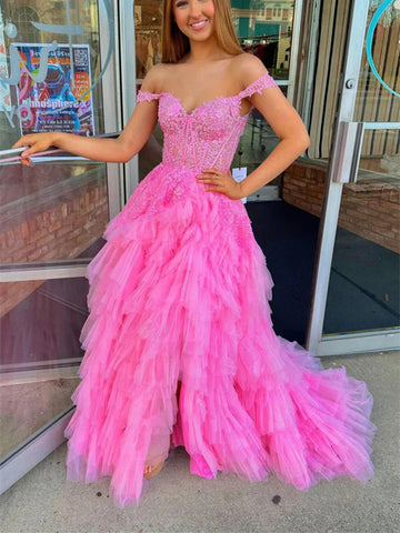 women's light pink off the shoulder dress for prom LaDivine CD0172 Sequin Long Formal Pair with gold jewellery and pink heels to elevate this look.Features Leely Women Sparkly Light Pink