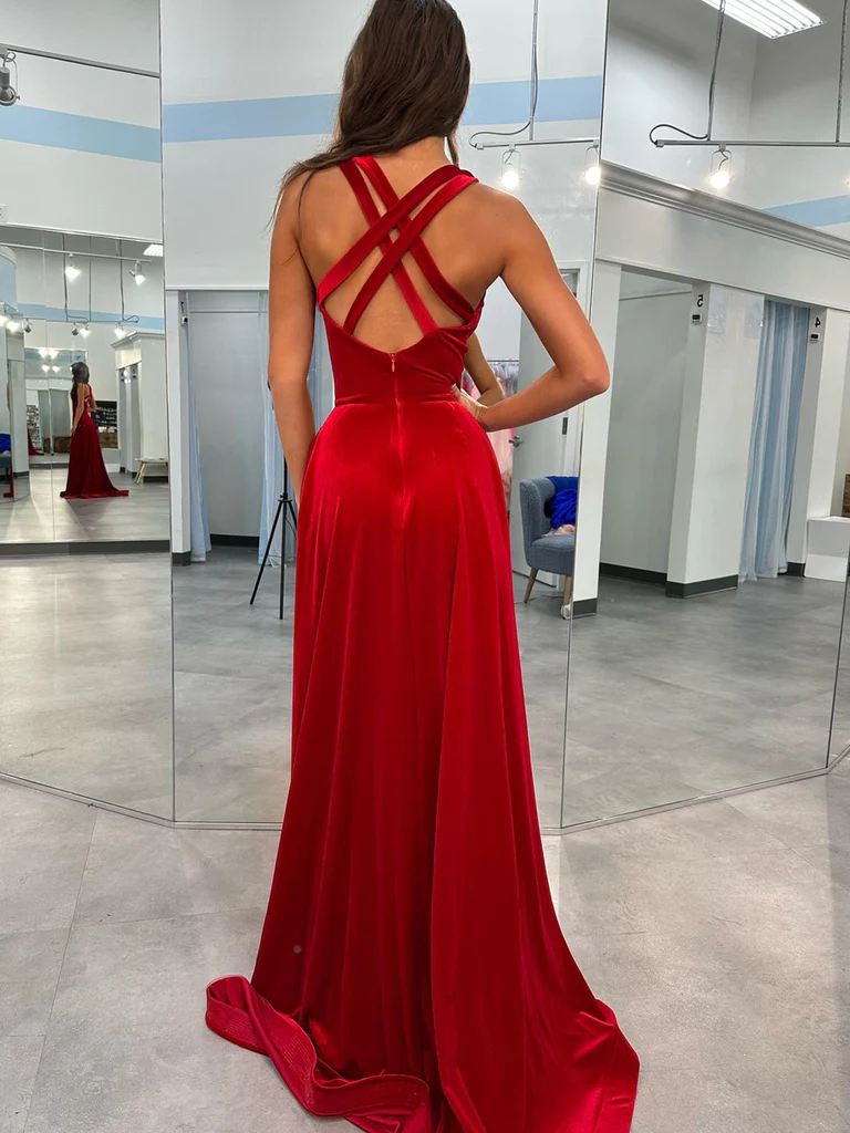 V Neck Burgundy Velvet Long Prom Dresses with Cross Back, Wine Red Vel morievent V Neck Burgundy Velvet Long Prom Dresses with Cross Back, Wine Red Vel morievent