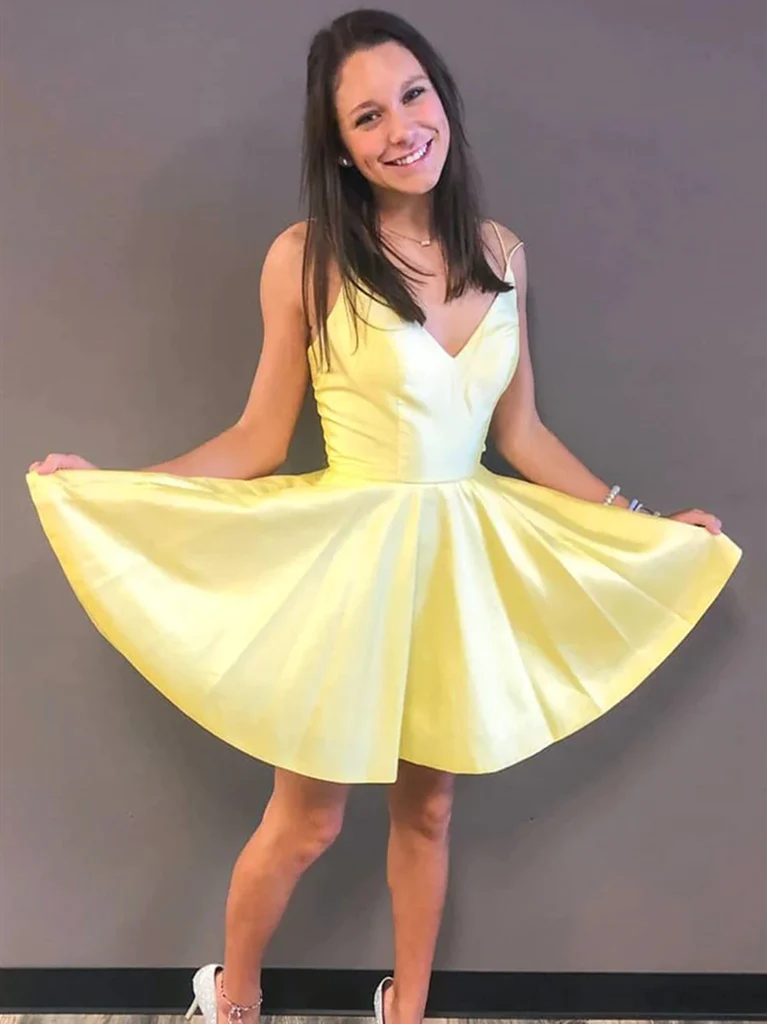 Short V Neck Blue Yellow Prom Dresses, Short V Neck Blue Yellow Formal morievent Short V Neck Blue Yellow Prom Dresses, Short V Neck Blue Yellow Formal morievent