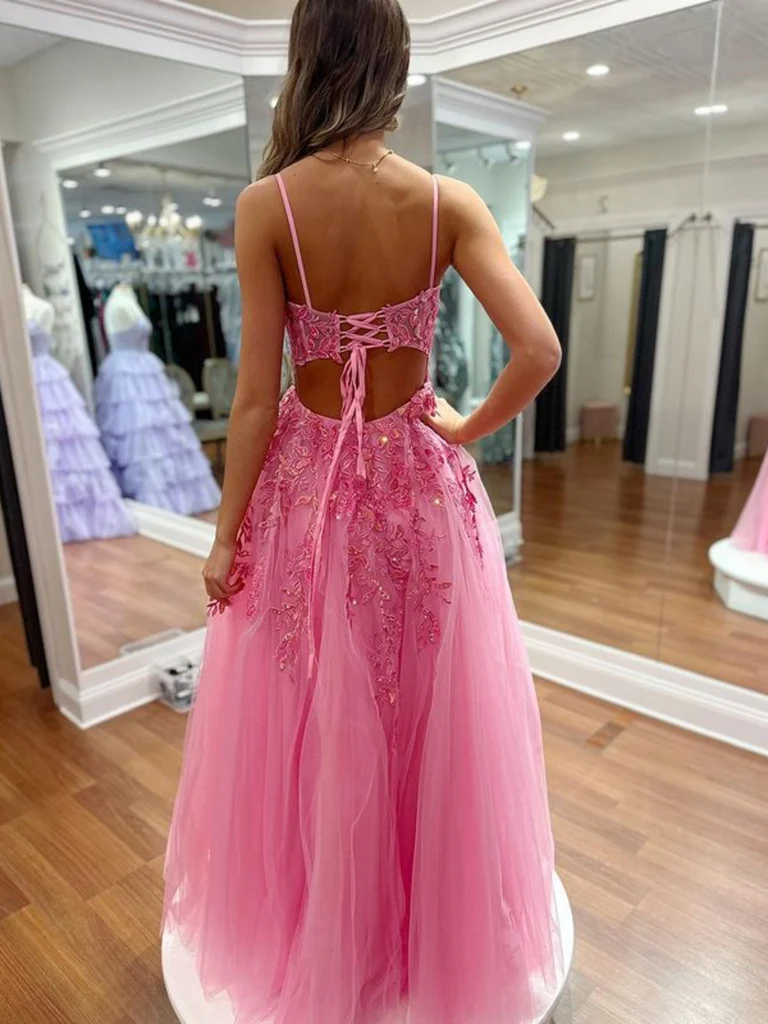 chinese dress ladies A Line V Neck Backless Hot Pink Prom Dresses, Open Back Hot Pink chinese dress ladies A Line V Neck Backless Hot Pink Prom Dresses, Open Back Hot Pink