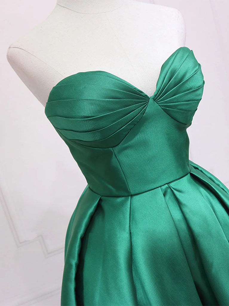 Simple Green Sweetheart Neck High Low Prom Dresses, High Low Green Hom morievent Simple Green Sweetheart Neck High Low Prom Dresses, High Low Green Hom morievent