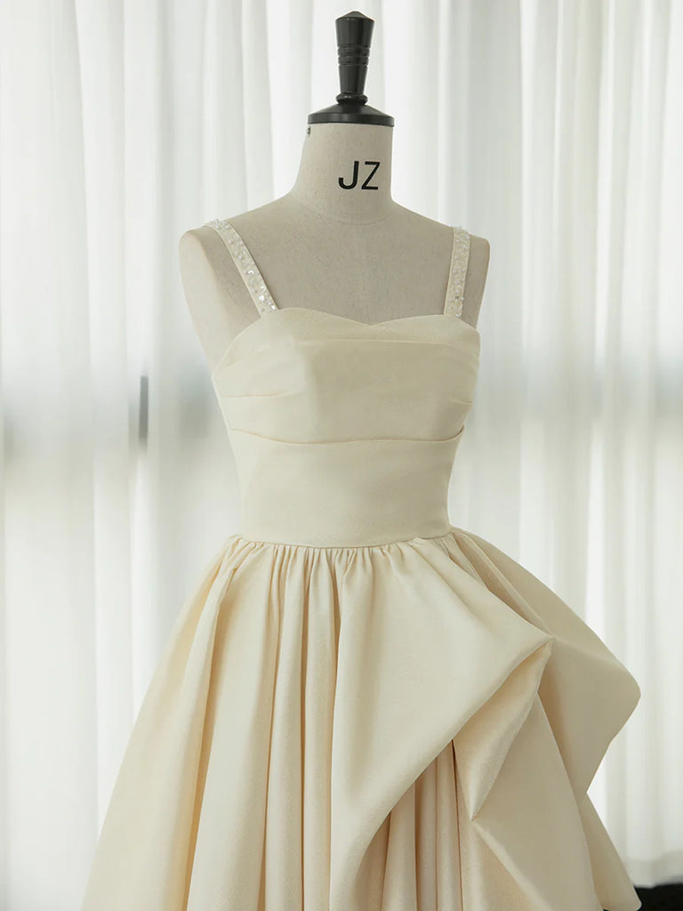champagne satin dress short champagne satin dress A line Jewel Champagne Satin Short Homecoming Cokctail Dress QH2357 SQOSA