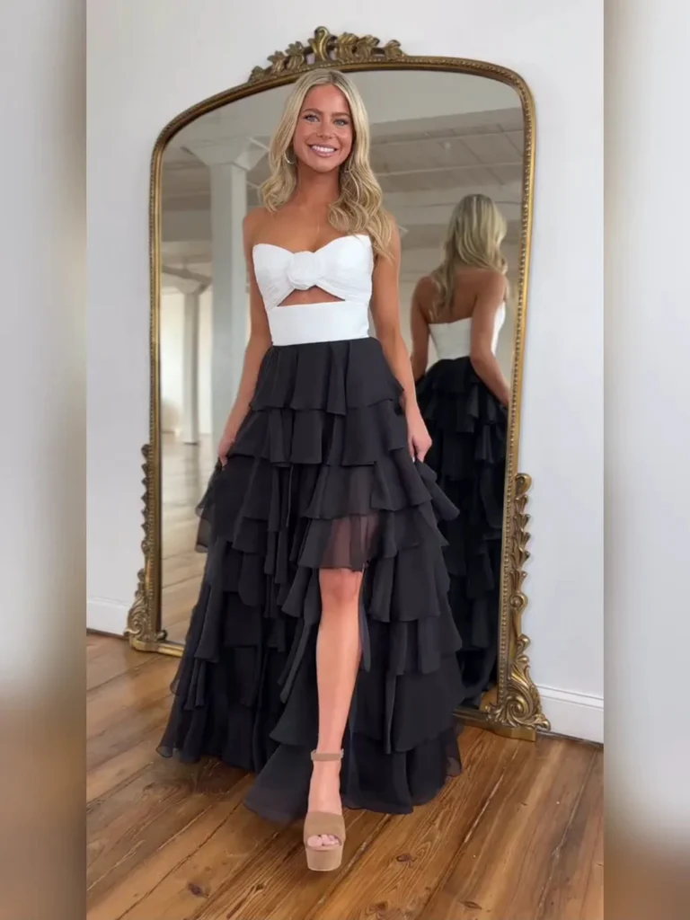 Sweetheart Neck Black and White Long Prom Dresses, Sweetheart Neck Bla morievent Sweetheart Neck Black and White Long Prom Dresses, Sweetheart Neck Bla morievent