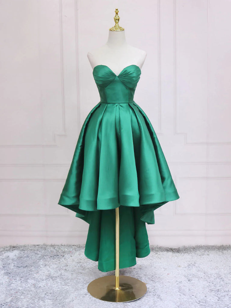 Simple Green Sweetheart Neck High Low Prom Dresses, High Low Green Hom morievent Simple Green Sweetheart Neck High Low Prom Dresses, High Low Green Hom morievent