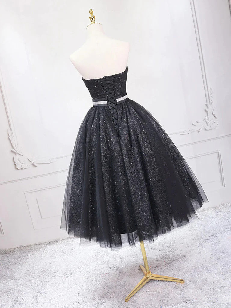 Sweetheart Neck Short Black Prom Dresses, Short Black Formal Graduatio morievent Sweetheart Neck Short Black Prom Dresses, Short Black Formal Graduatio morievent