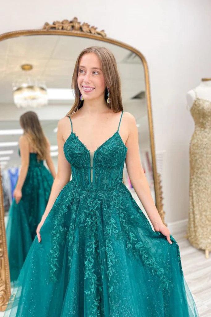 V Neck Green Lace Tulle Long Prom Dresses, V Neck Green Lace Tulle Lon morievent V Neck Green Lace Tulle Long Prom Dresses, V Neck Green Lace Tulle Lon morievent