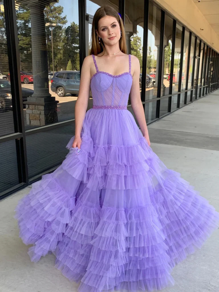 Beaded A Line Sweetheart Neck Lilac/Black Long Prom Dresses,Purple/Bla morievent Beaded A Line Sweetheart Neck Lilac/Black Long Prom Dresses,Purple/Bla morievent