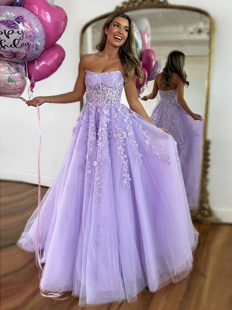 purple strapless prom dress Jovani 38707 Size 16 Beaded Peak Point Max Glass Slipper Formals 1x Women Dress Purple Prom Dress, Vintage Strapless