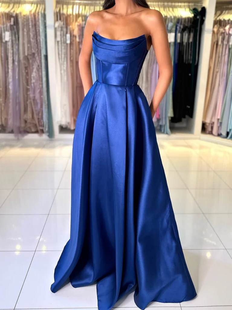 royal blue off shoulder prom dress Off Shoulder Long Satin Prom Dresses Womens Formal Evening Gowns