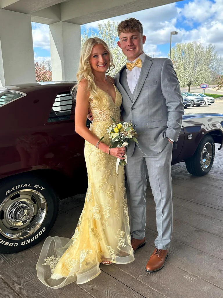 V Neck Mermaid Yellow Lace Long Prom Dresses, Yellow Lace Mermaid Form morievent V Neck Mermaid Yellow Lace Long Prom Dresses, Yellow Lace Mermaid Form morievent