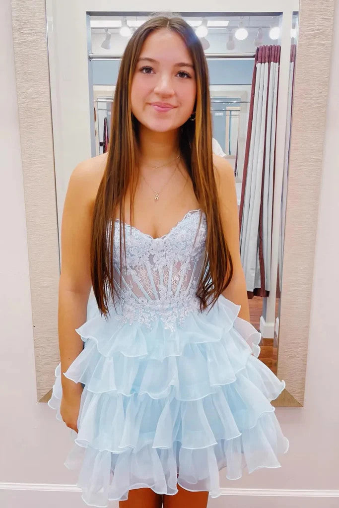 pink and blue homecoming dress Ava Presley 43049 Short Homecoming Dress Blue/Pink / 8