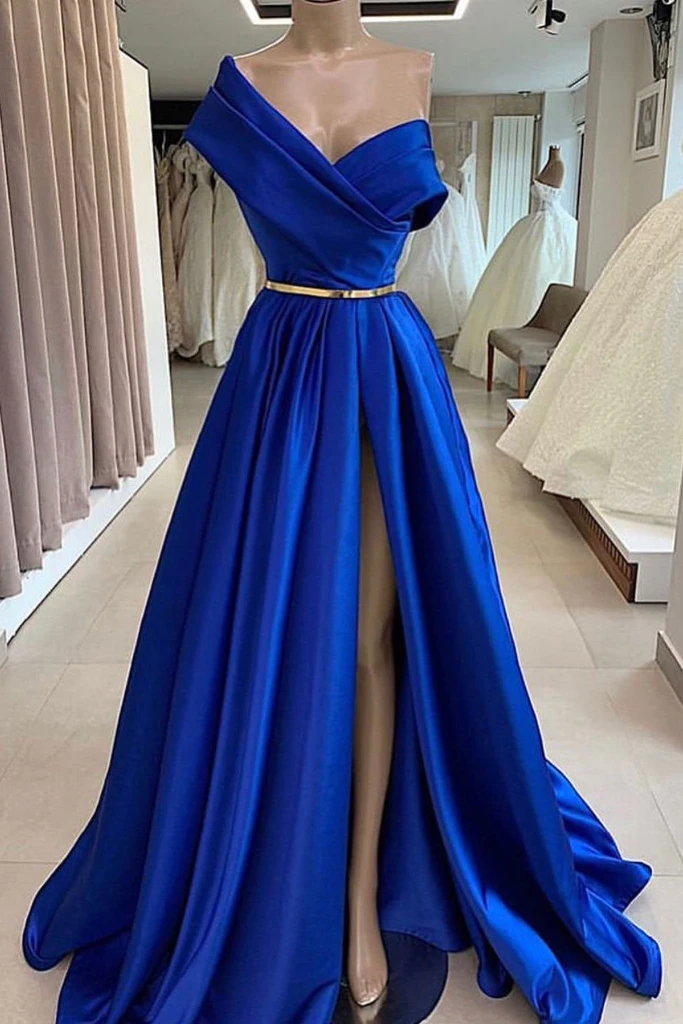 Black Velvet & Royal Blue Details Gown – Dona Matoshi