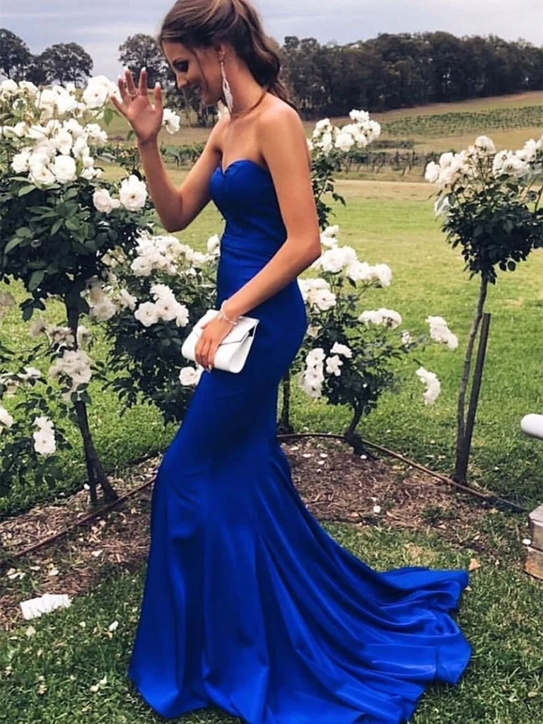 Royal Blue Satin A Line Cobalt Blue Prom Dress With Sweetheart Neckline And  Pleats Plus Size, Ruched, Affordable, Perfect For Red Carpet Events And  Celebrity Parties From Click_me, $116.39 | DHgate.Com