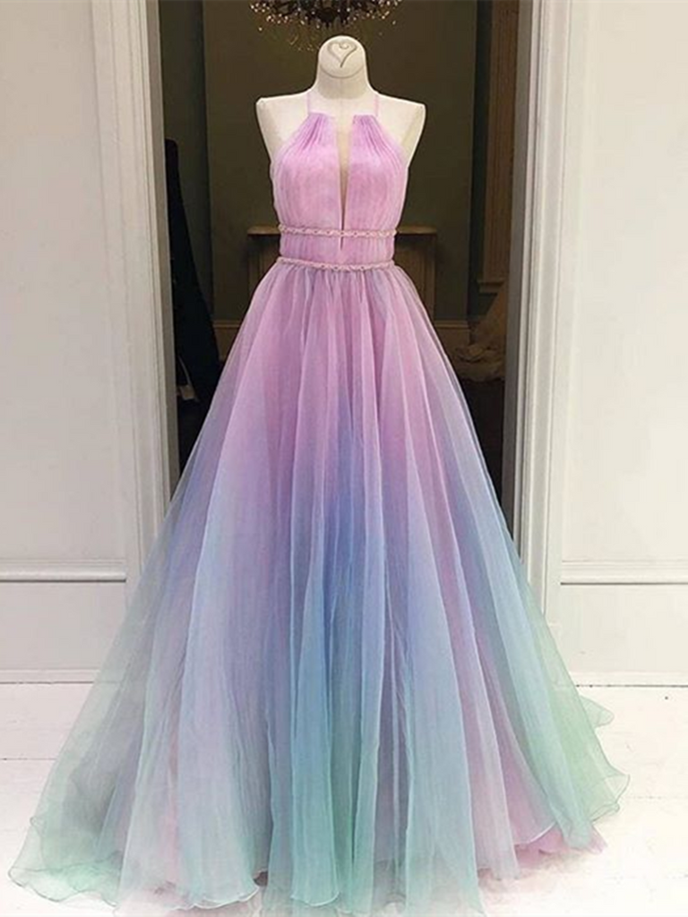 La Femme - 13453 Elegant Long Multi-Colored Dress – Couture Candy
