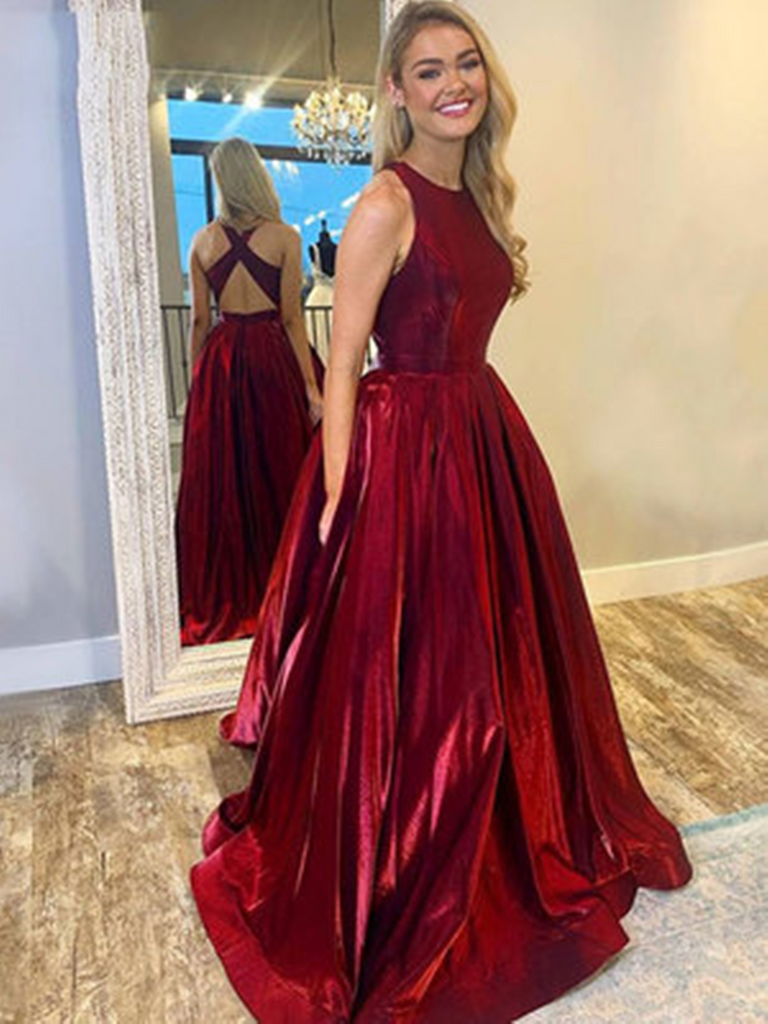 Round Neck Two Pieces High Low Red Long Prom Dresses, 2 Pieces Red For –  Shiny Party