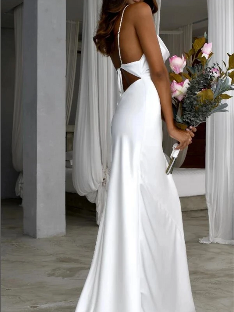 Sheath/Column Simple Scoop Neck Mermaid White Popular Beach Wedding Dr morievent Sheath/Column Simple Scoop Neck Mermaid White Popular Beach Wedding Dr morievent