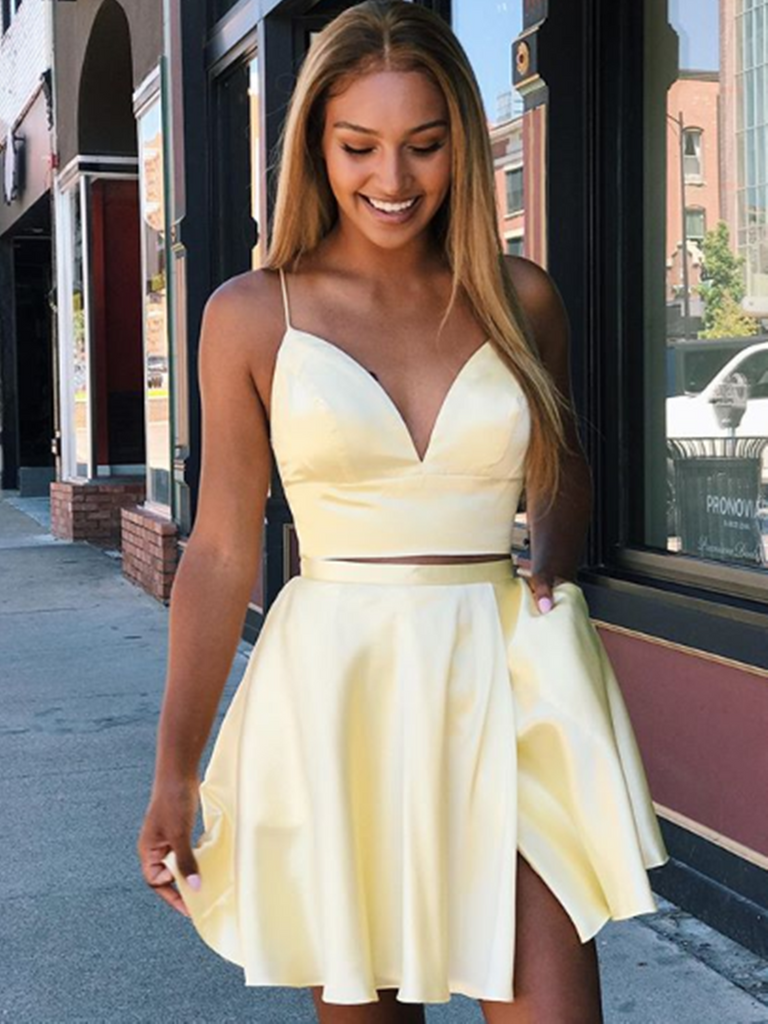 Yellow two piece dress on sale