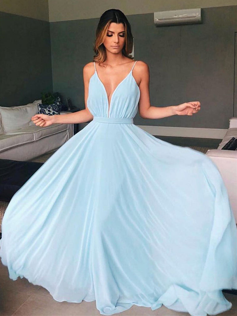 Simple V Neck Light Blue Long Prom Dress, V Neck Light Blue Long Forma morievent Simple V Neck Light Blue Long Prom Dress, V Neck Light Blue Long Forma morievent