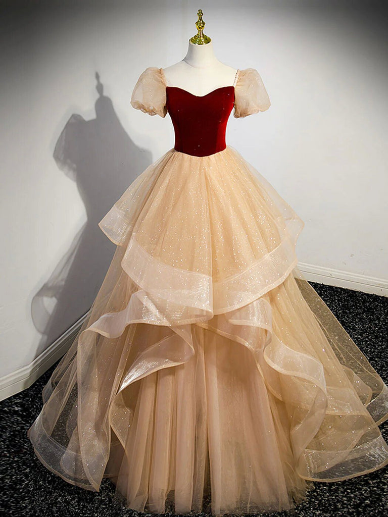 A Line Champagne And Burgundy Long Prom Dresses, Champagne And Burgund morievent A Line Champagne And Burgundy Long Prom Dresses, Champagne And Burgund morievent