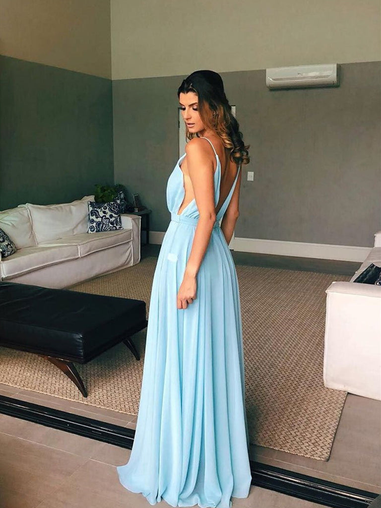 Simple V Neck Light Blue Long Prom Dress, V Neck Light Blue Long Forma morievent Simple V Neck Light Blue Long Prom Dress, V Neck Light Blue Long Forma morievent