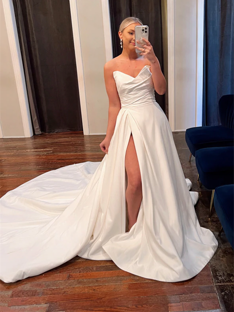 A Line White Satin Long Prom Dresses, A Line White Satin Long Formal E morievent A Line White Satin Long Prom Dresses, A Line White Satin Long Formal E morievent