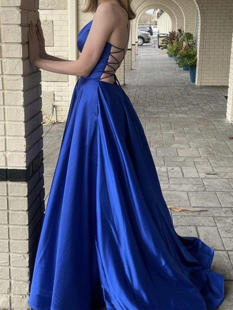 V Neck Royal Blue Backless Long Prom Dresses, Open Back Royal Blue Lon morievent V Neck Royal Blue Backless Long Prom Dresses, Open Back Royal Blue Lon morievent