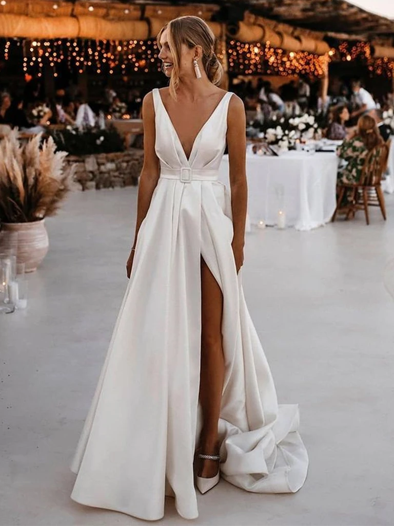 Open v top neck dress