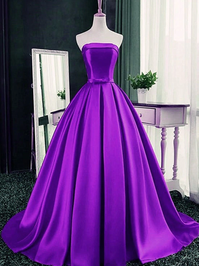 Strapless Purple Long Satin Prom Dresses, Strapless Purple Long Satin morievent Strapless Purple Long Satin Prom Dresses, Strapless Purple Long Satin morievent