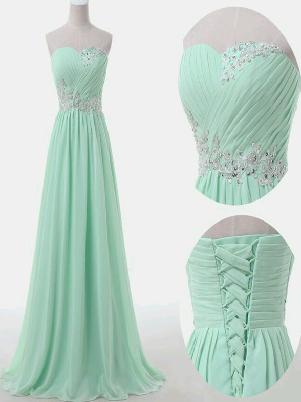 A Line Sweetheart Neck Floor Length Prom Dress, Green Long Formal / Bridesmaid Dress
