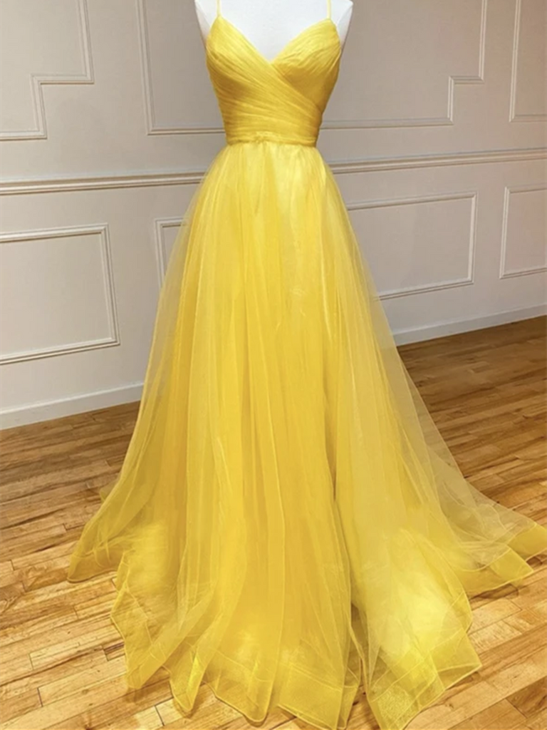yellow backless prom dress Mermaid Halter Backless Yellow Satin Long Prom Dress AB4020503