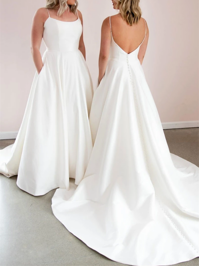Simple White Satin Long Prom Dresses, White Backless Satin Long Formal morievent Simple White Satin Long Prom Dresses, White Backless Satin Long Formal morievent
