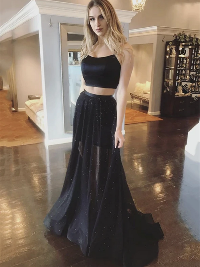 A Line Black Two Pieces Backless Long Prom Dresses, 2 Pieces Black Ope morievent A Line Black Two Pieces Backless Long Prom Dresses, 2 Pieces Black Ope morievent