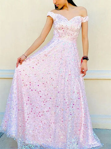 Gorgeous Off Shoulder Pink Lace Floral Long Prom Dress, Off the Shoulder Pink Formal Dress, Pink Lace Evening Dress