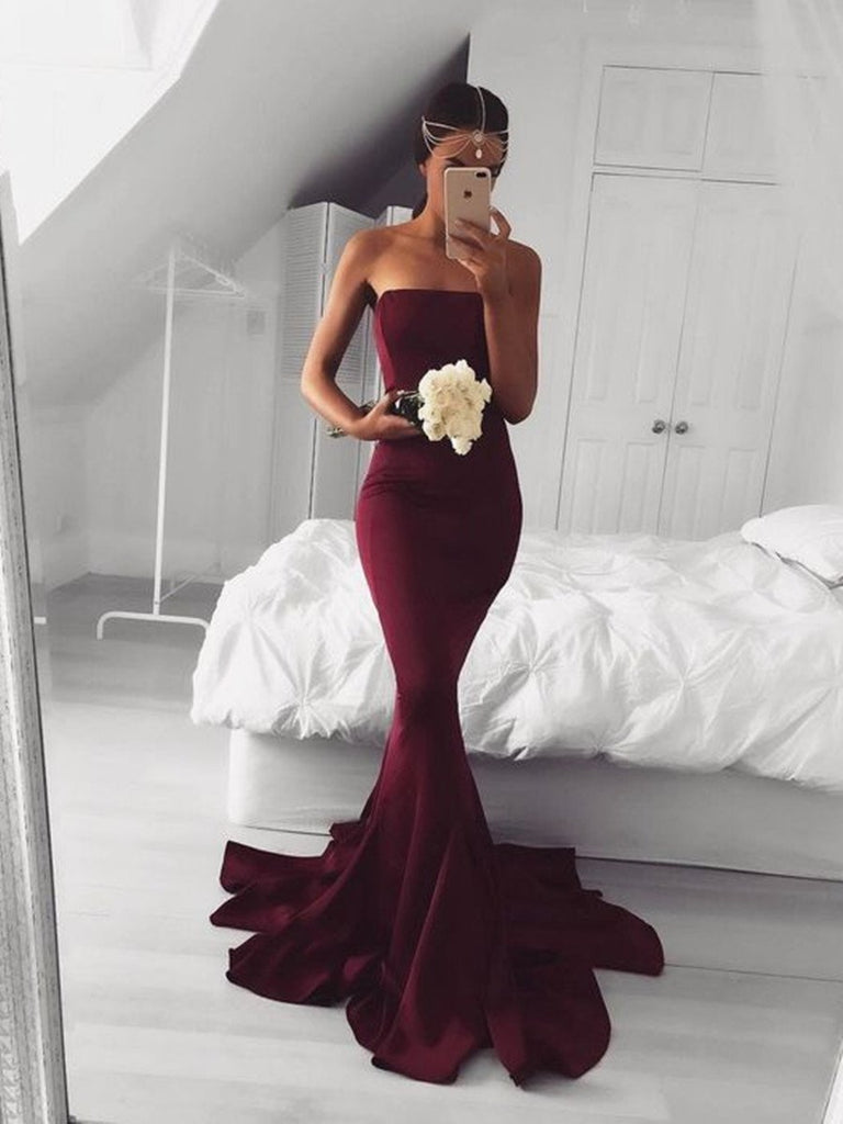 Sexy Mermaid Burgundy/Maroon Prom Dress, Burgundy Mermaid Formal Dress